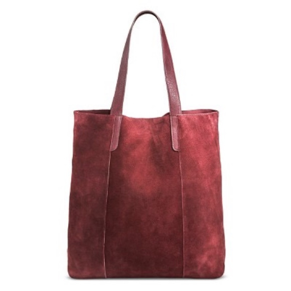 NWT MERONA Burgundy Suede Tote